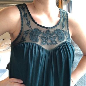 American Eagle sheer Embroidered babydoll Tank